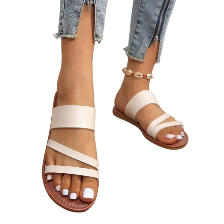Women's Strappy Flat Sandals – Cushioned Multi-Strap