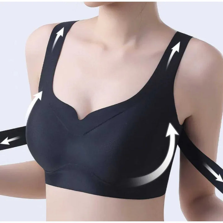 Wireless Full-Coverage Bra – Seamless Wide Strap, No Underwire