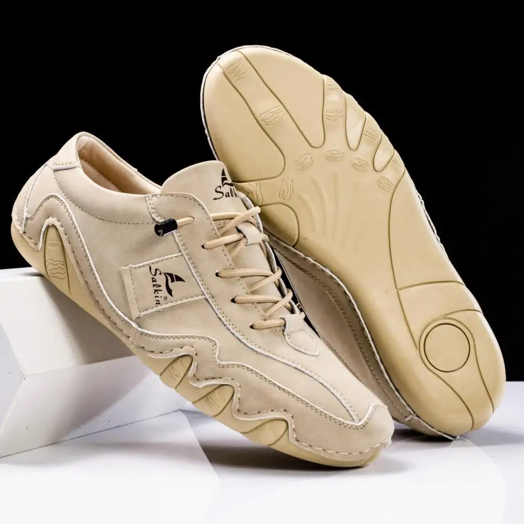Men's Handmade Premium Leather Sneakers – Wavy Sole Durable Build