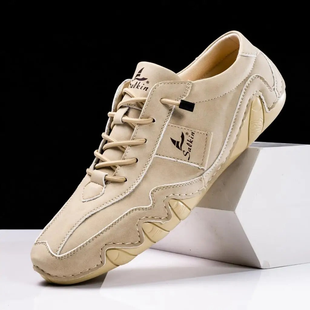 Men's Handmade Premium Leather Sneakers – Wavy Sole Durable Build