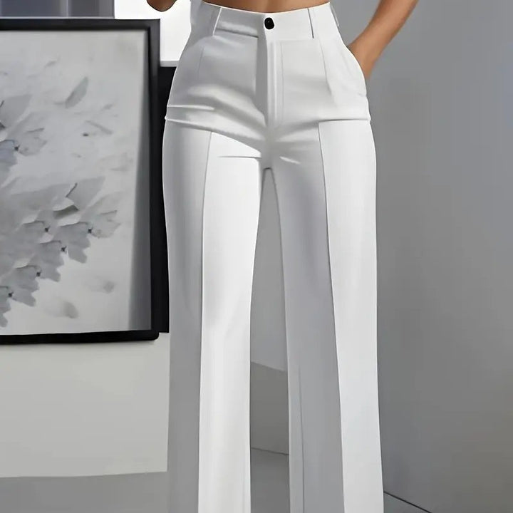 Wide Leg Tailored Trousers – Women's High-Rise Structured Fit