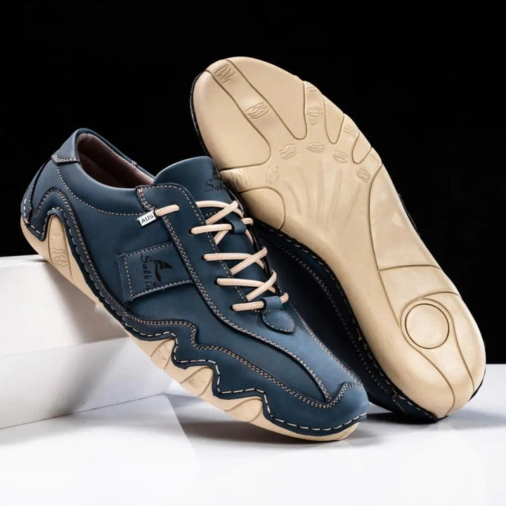 Men's Handmade Premium Leather Sneakers – Wavy Sole Durable Build