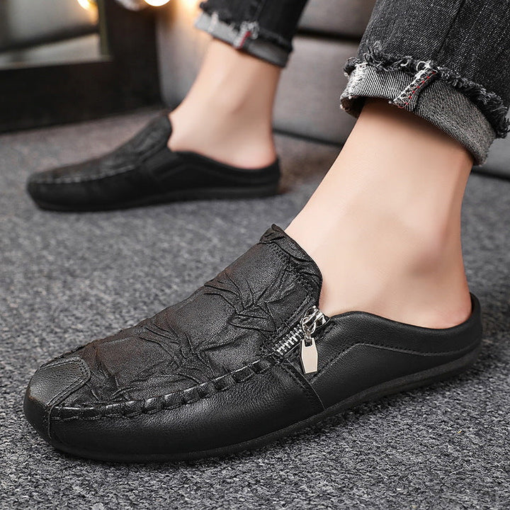 Men's Open-Back Loafer Mule Vegan Leather Slip-On with Backless Design