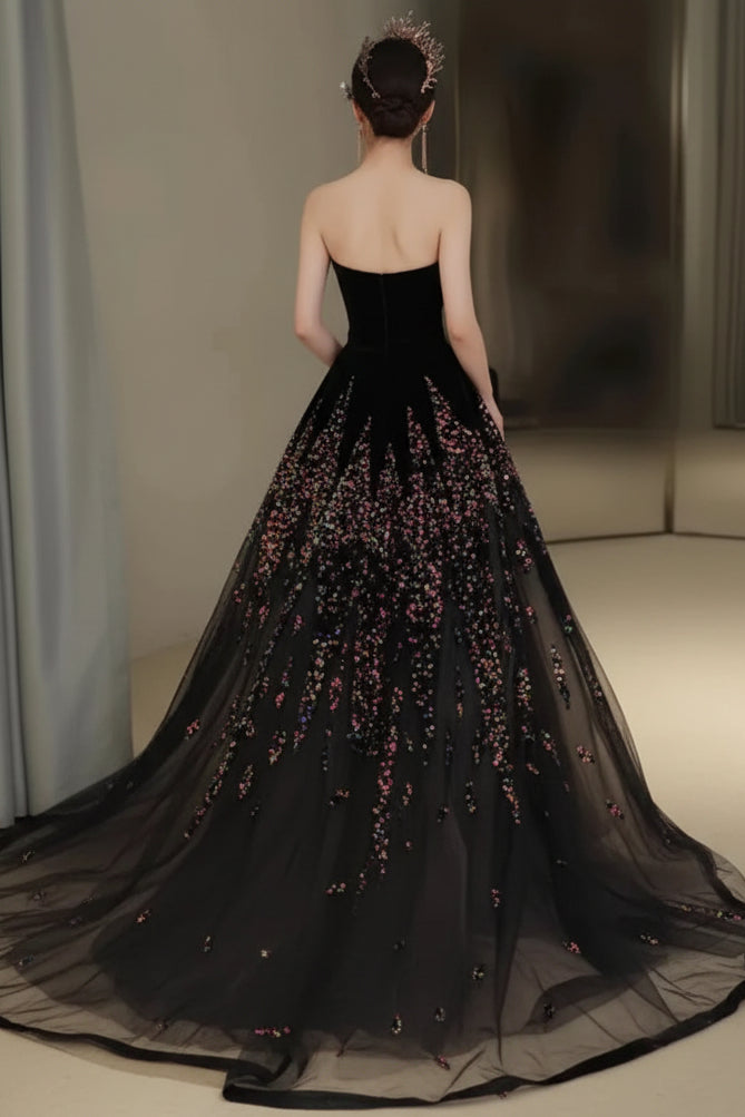 Women's Sequin Ball Gown – Strapless Sweetheart A-Line Dress