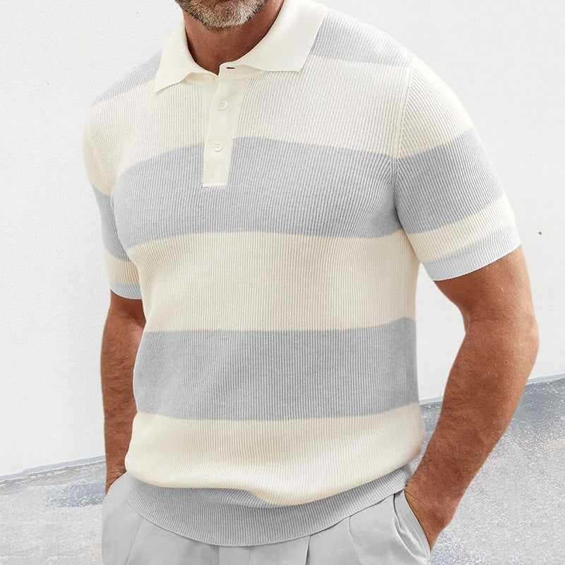 Men's Cotton Lapel Polo Shirt – Short Sleeve, Slim Fit