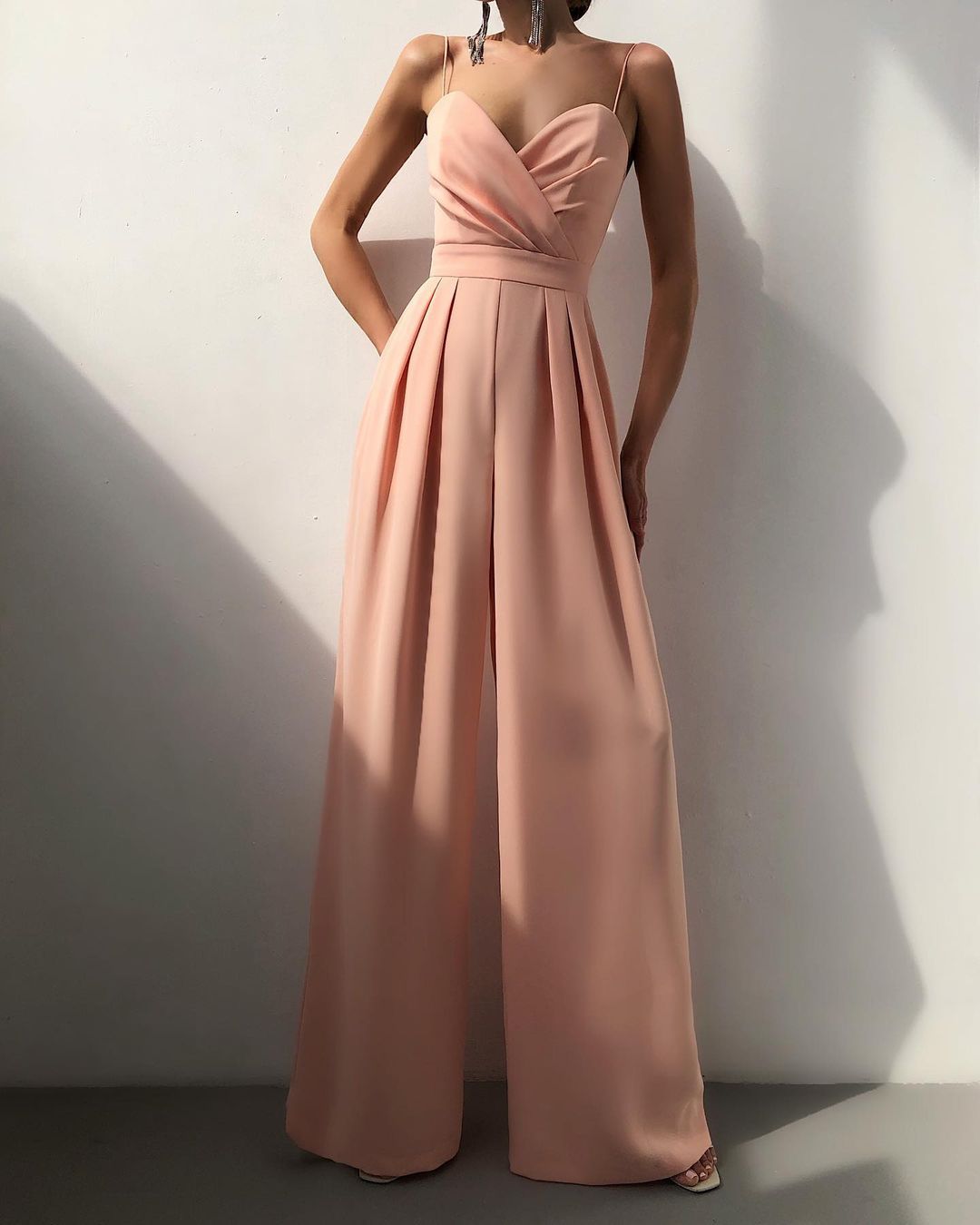 Wide-Leg Jumpsuit Women – High Waist & Sweetheart Neckline
