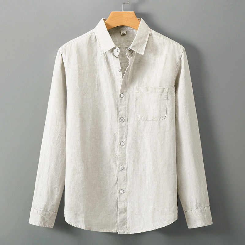 Linen Button-Up Shirt for Men – Relaxed Fit Long Sleeve