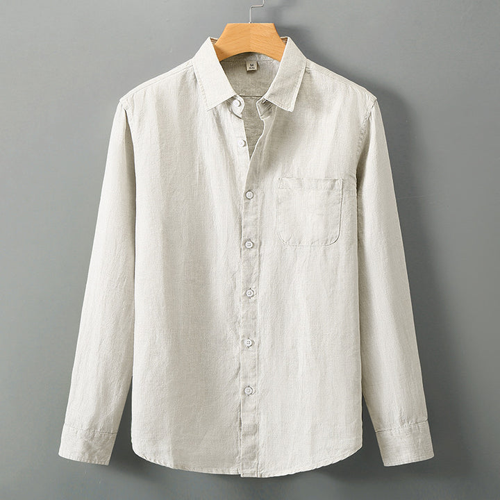 Linen Button-Up Shirt for Men – Relaxed Fit Long Sleeve