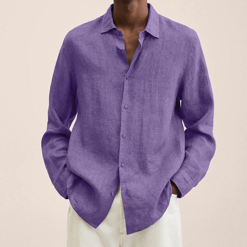 Long Sleeve Button-Up Shirt – Men's Spread Collar Relaxed Fit