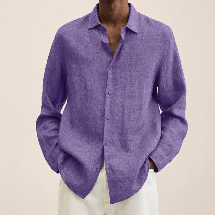 Long Sleeve Button-Up Shirt – Men's Spread Collar Relaxed Fit