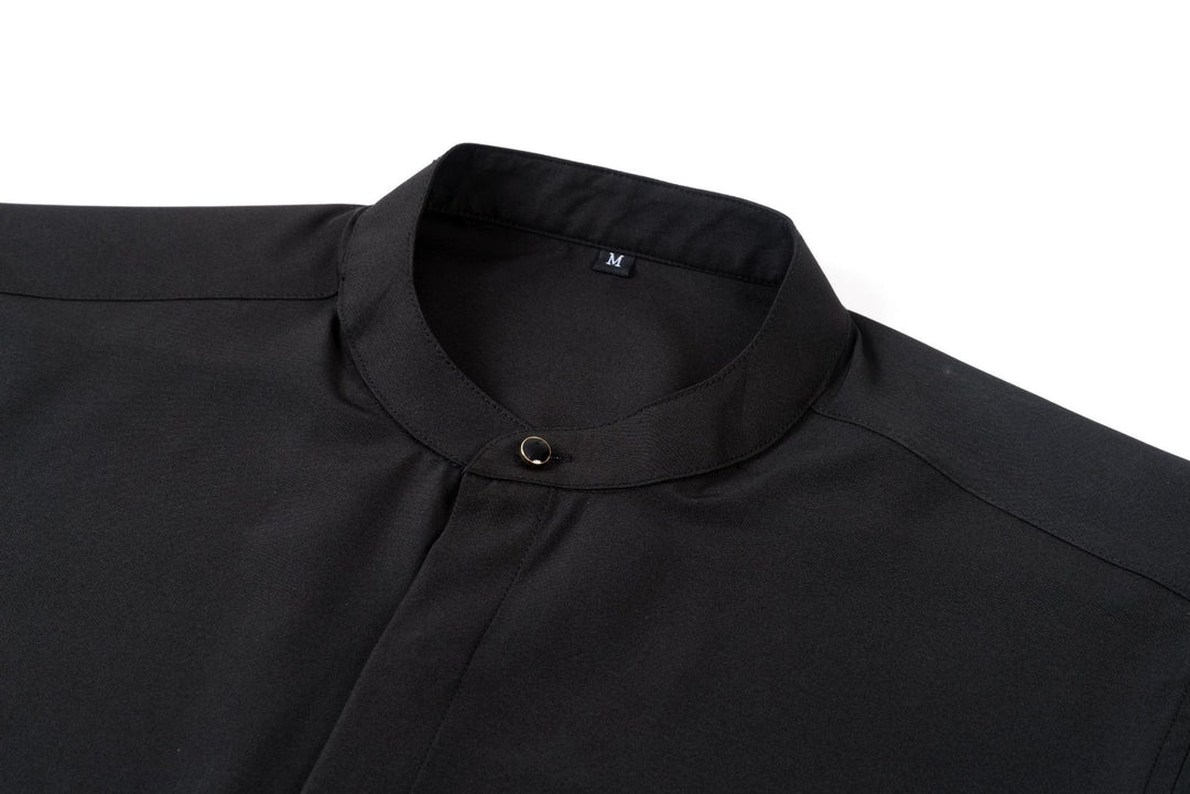 Men's Mandarin Collar Long Sleeve Shirt – Button Front Retro Casual