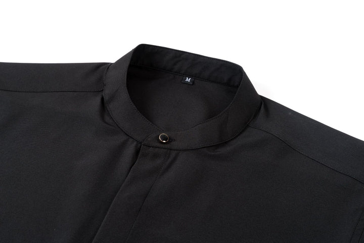 Men's Mandarin Collar Long Sleeve Shirt – Button Front Retro Casual