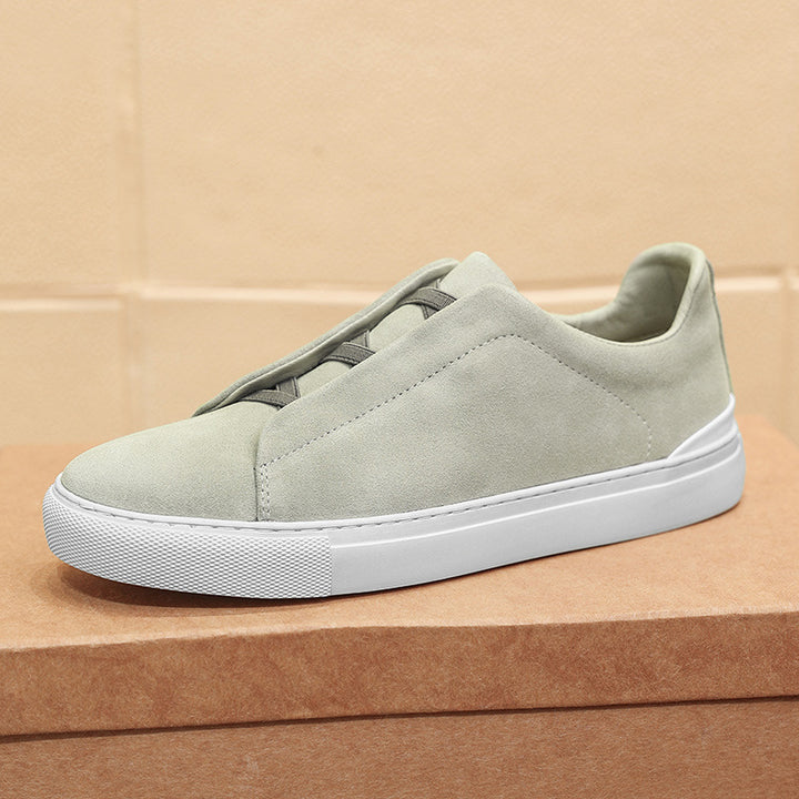 Men's Slip-On Suede Sneakers – Laceless Elasticated Strap