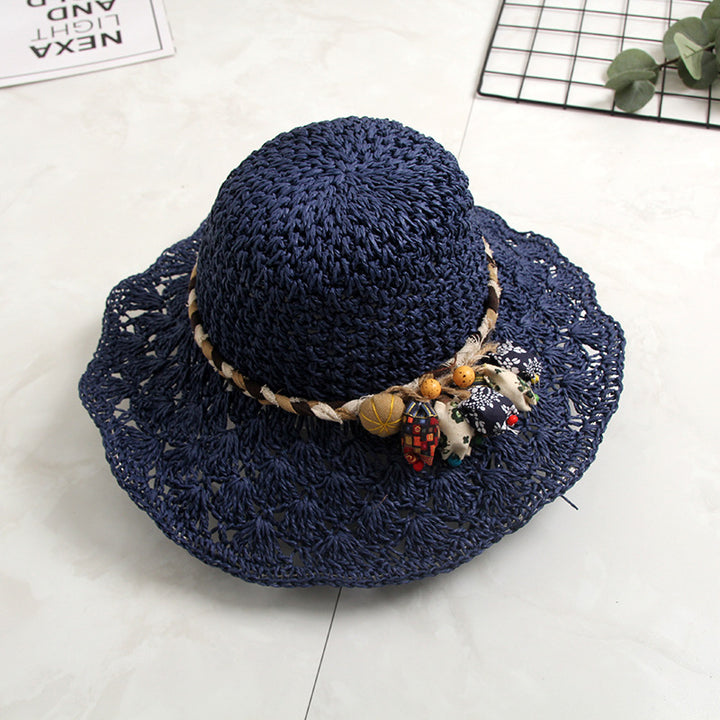 Crochet Straw Sun Hat – Scalloped Hollow Brim for Women
