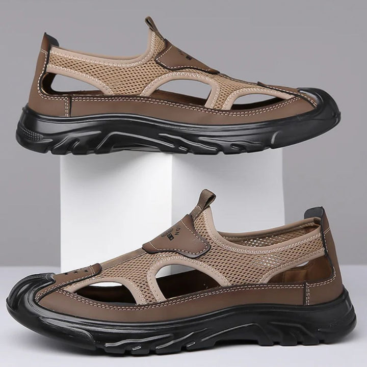 Men's Closed Toe Trekking Sandals – Breathable Mesh Grip Sole