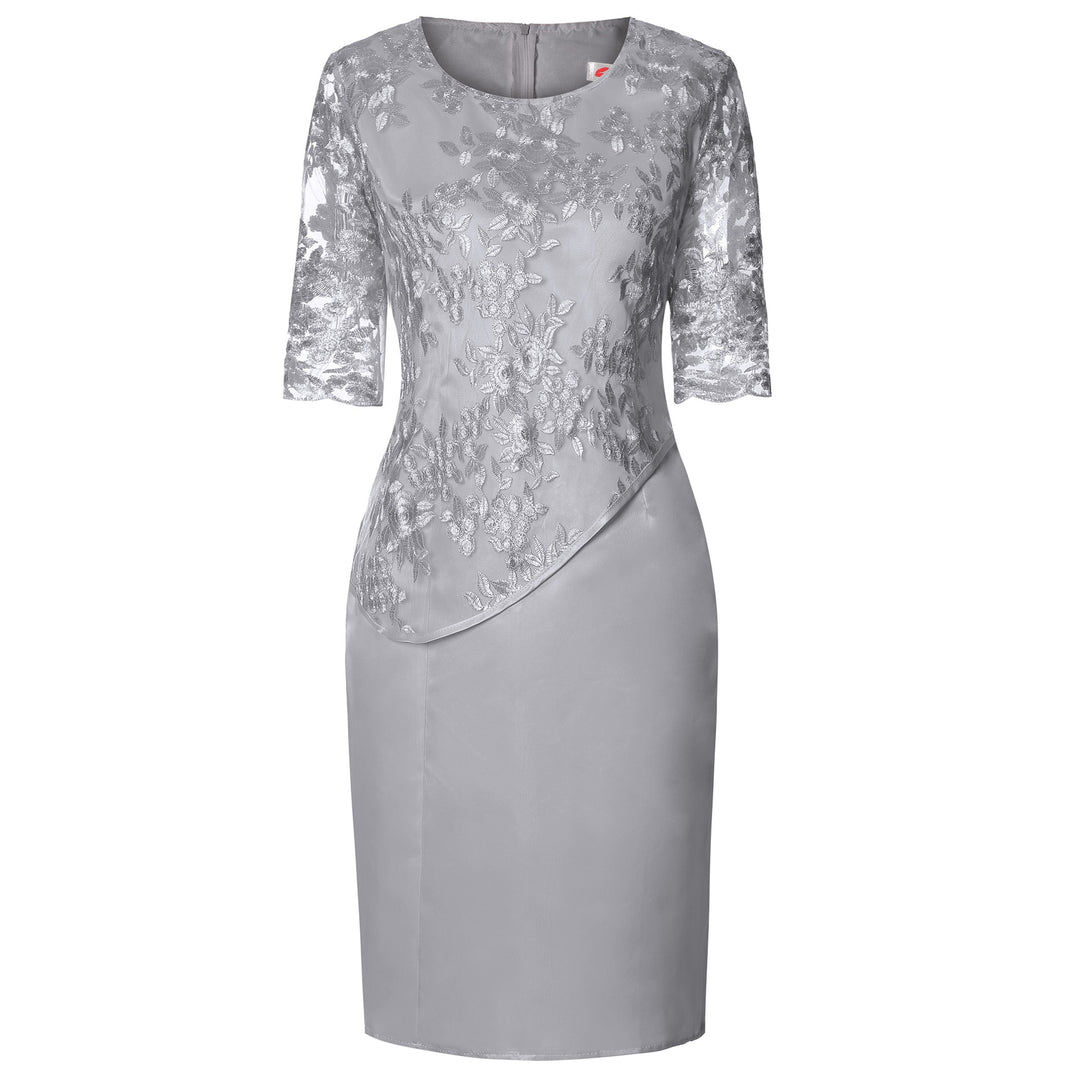 Women's Midi Dress | Lace Faux Two-Piece Relaxed Fit