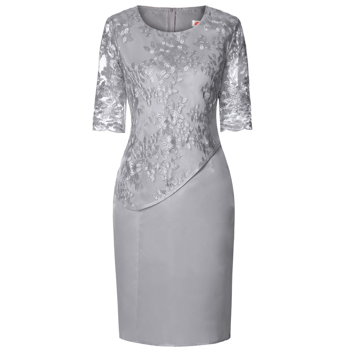Women's Midi Dress | Lace Faux Two-Piece Relaxed Fit