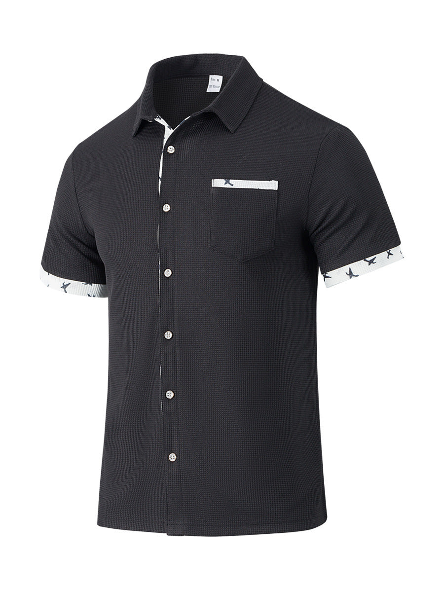 Men's Short Sleeve Summer Shirt – Plaid Trim Detail