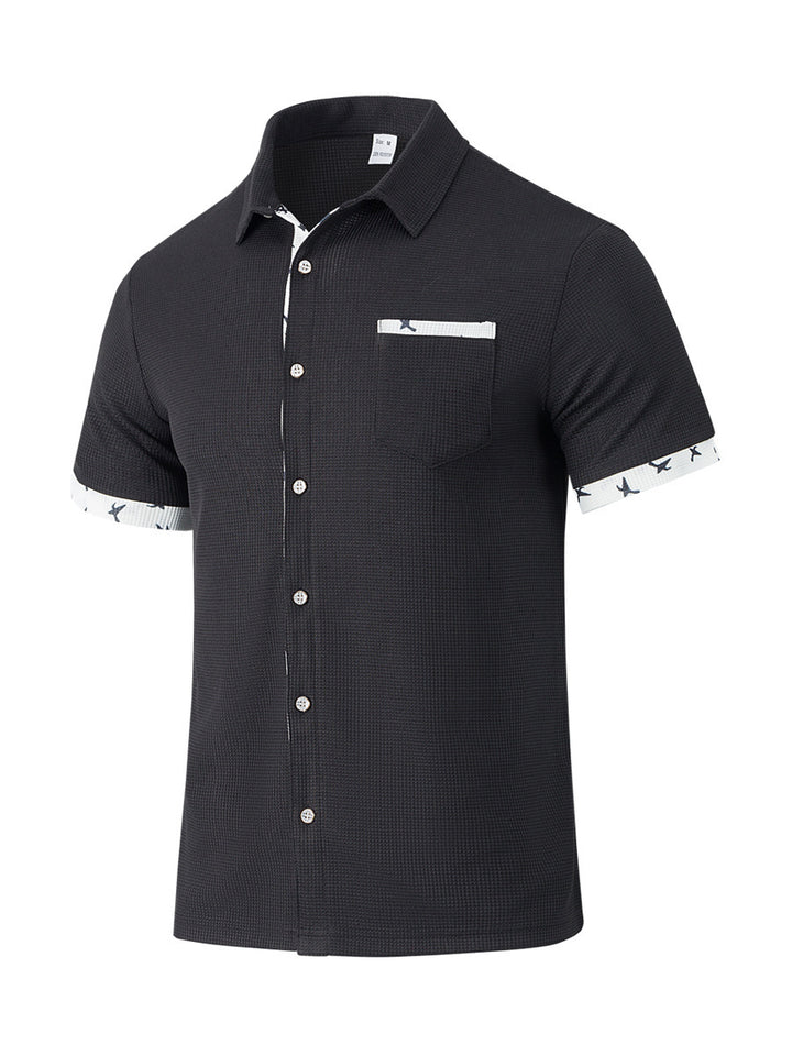 Men's Short Sleeve Summer Shirt – Plaid Trim Detail