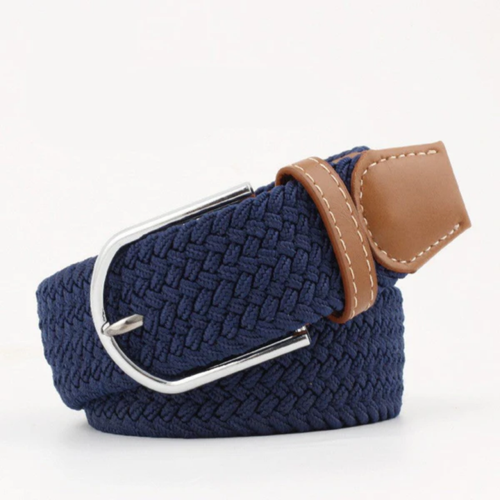 Men's Braided Canvas Belt – Leather-Tipped Adjustable Woven