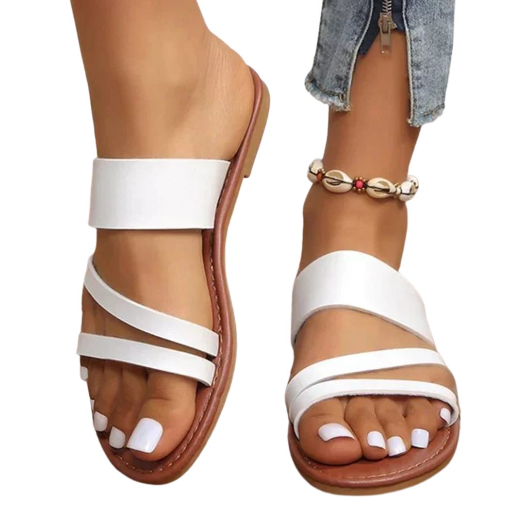 Women's Strappy Flat Sandals – Cushioned Multi-Strap