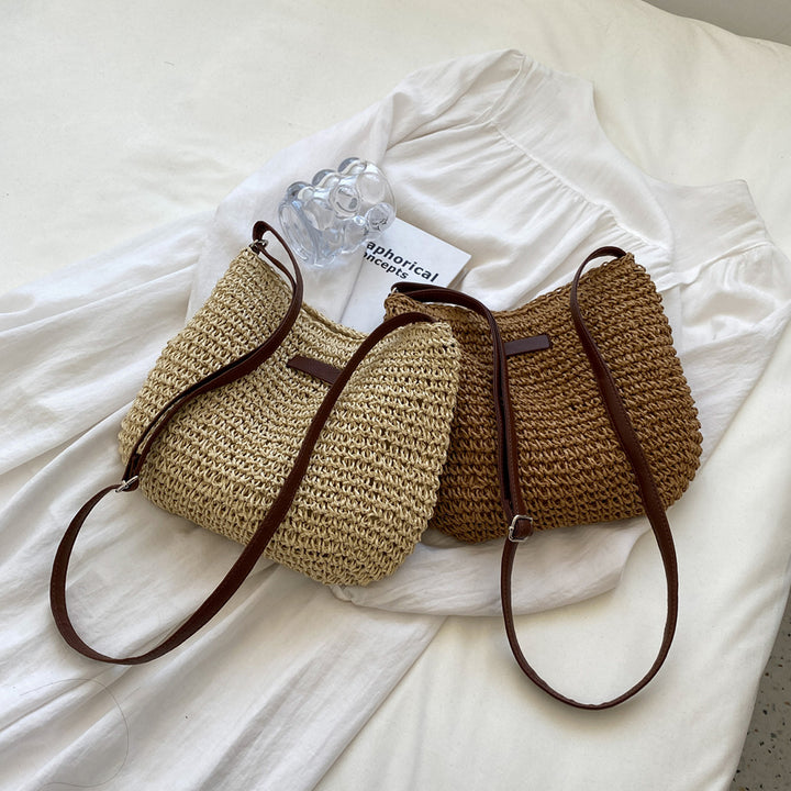 Women's Woven Straw Tote Bag Zipper Closure – Square Vacation
