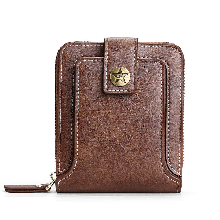 Vegan Leather Wallet & Card Holder – Zip & Snap Closure