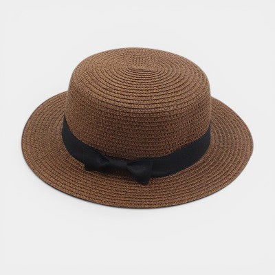 Straw Boater Hat – Women's Structured Ribbon Sun Hat
