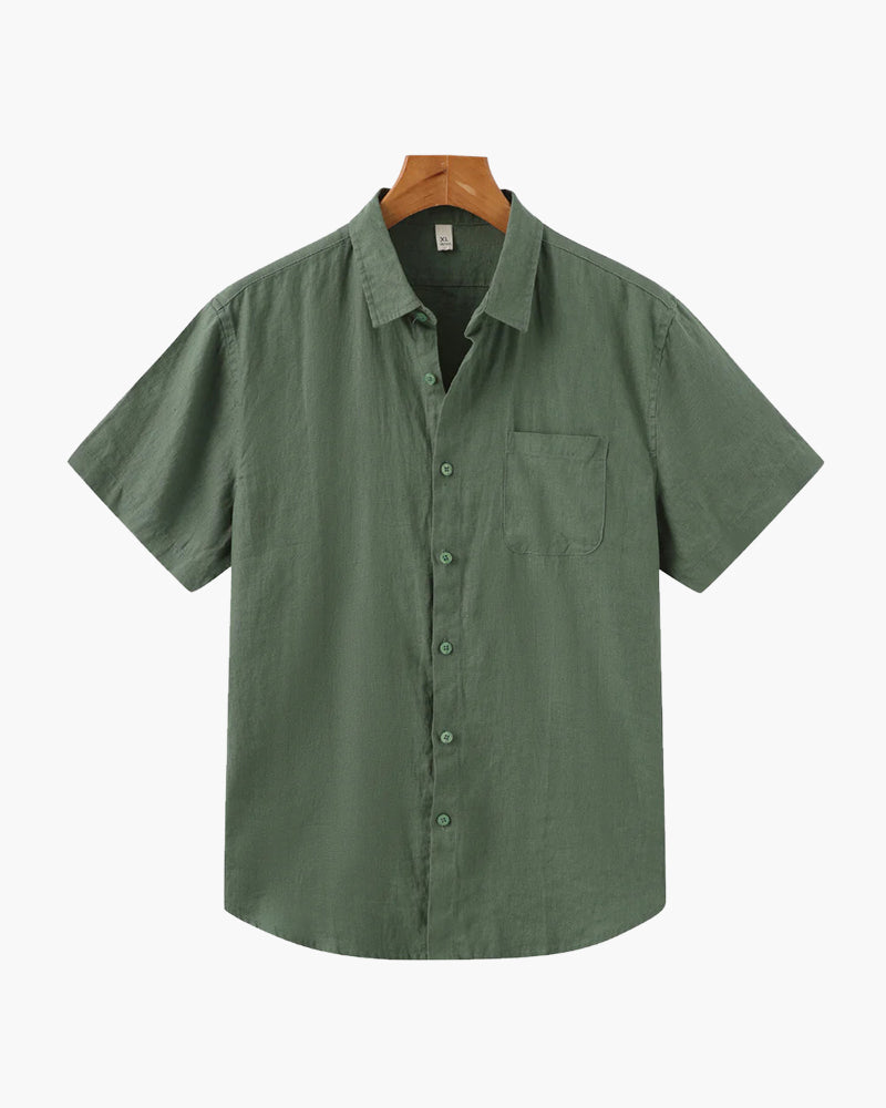 Men's Linen Short Sleeve Shirt – Relaxed Straight Fit