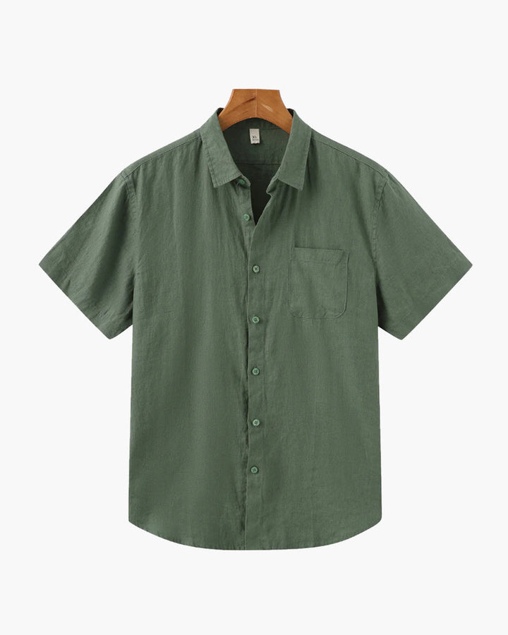 Men's Linen Short Sleeve Shirt – Relaxed Straight Fit