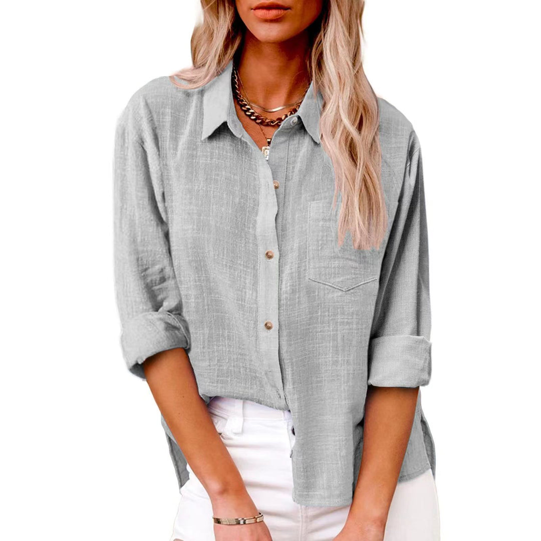 Women's Lyocell-Linen Blend Oversized Longline Shirt – Classic Collar