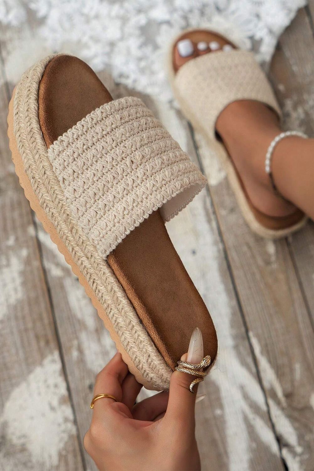 Platform Espadrille Sandals – Braided Jute Slip-On for Women