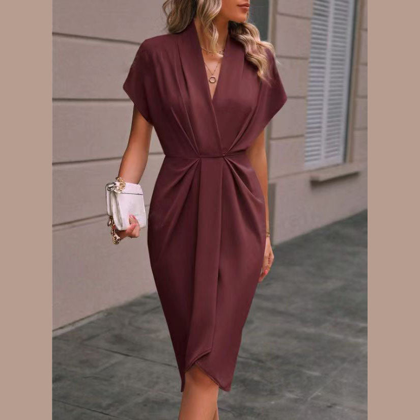 Wrap Midi Dress – Pleated Skirt & Surplice Tie-Waist