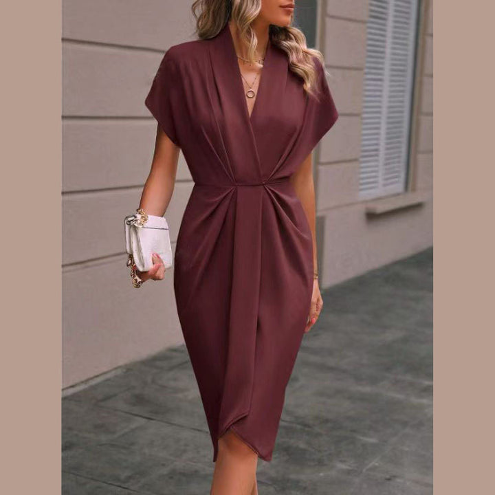 Wrap Midi Dress – Pleated Skirt & Surplice Tie-Waist