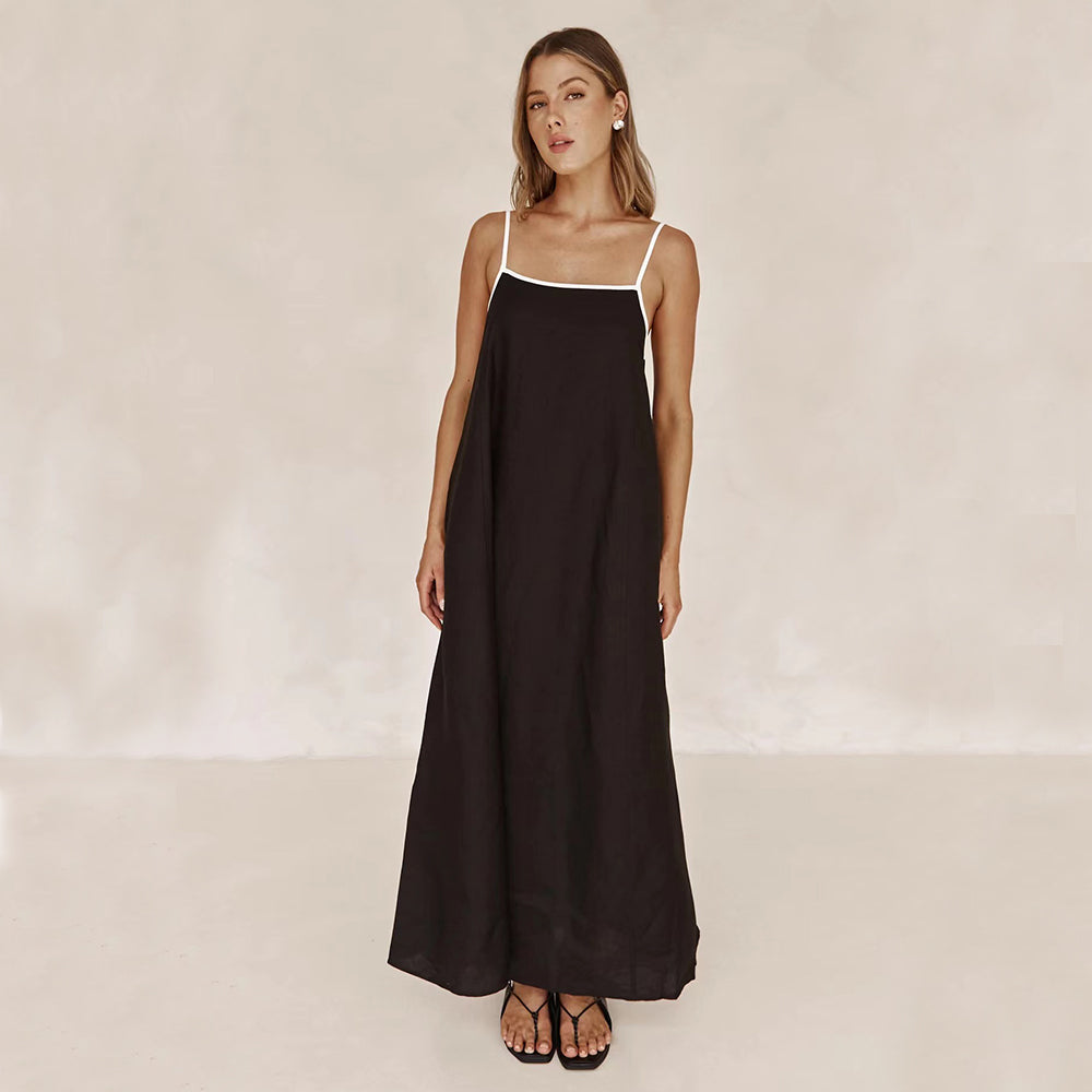 Women's Spaghetti Strap Maxi Dress Flowing – Minimal Wedding Guest