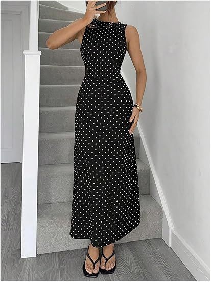 Polka Dot Bodycon Dress – Back Cutout & Lace-Up Detail