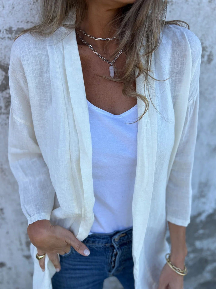 Women's Lightweight Open-Front Cardigan – Three-Quarter Sleeve