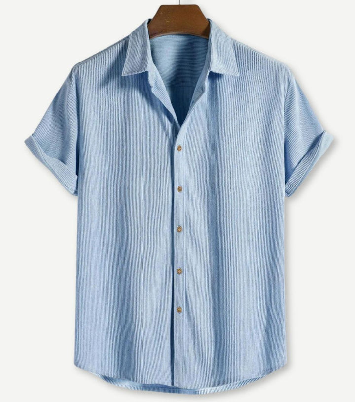 Men's Waffle Button-Up Shirt – Regular Fit Casual Shirt