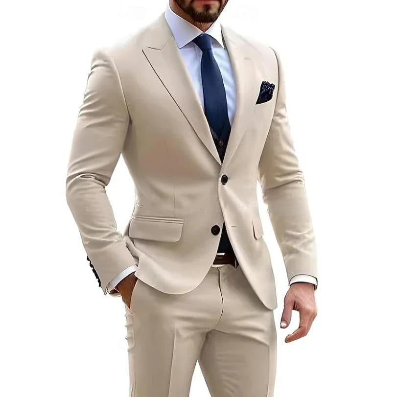 Men's Two Piece Suit – Tailored Textured Structured Formal