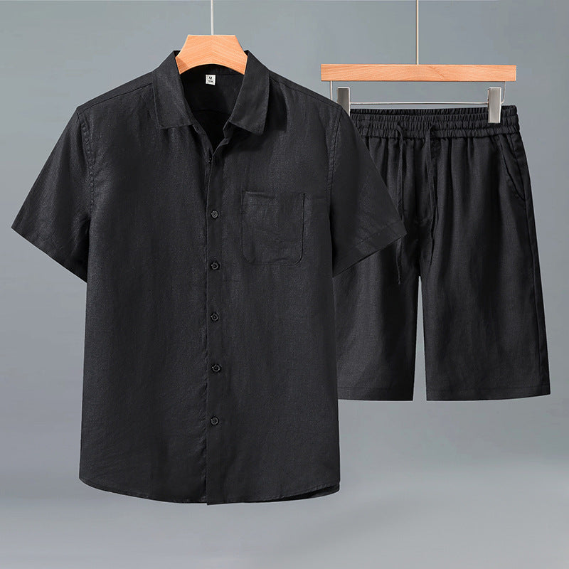 Men's Linen Shirt & Shorts Set – Relaxed Oversized Lightweight