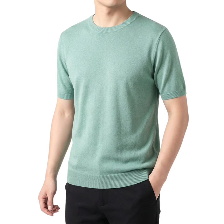 Men's Crew Neck T-Shirt Fine Knit – Relaxed Straight Cut Everyday Tee