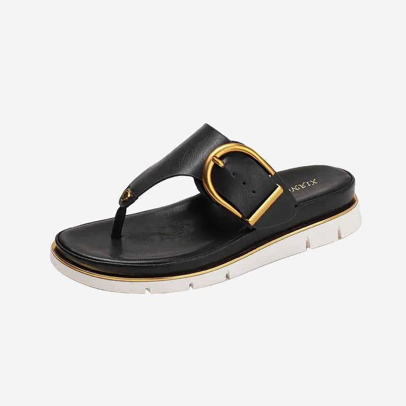 Platform Sandals Women – Buckle Toe-Post Slip-On Slides