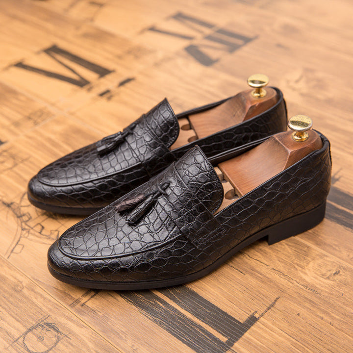 Men's Loafers – Croc-Embossed Tassel Slip-On Dress Shoes