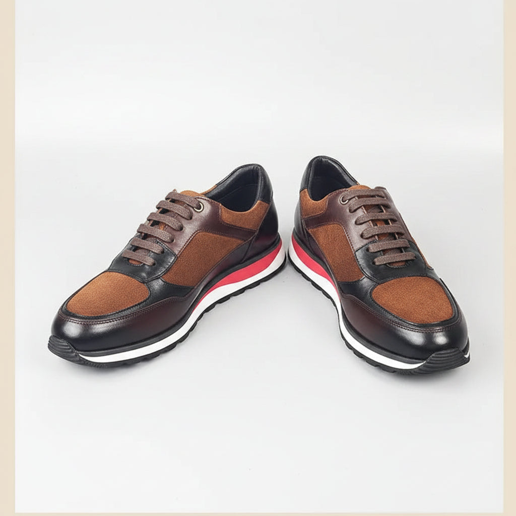 Men's Leather Sneakers – Premium Upper with Suede Trim