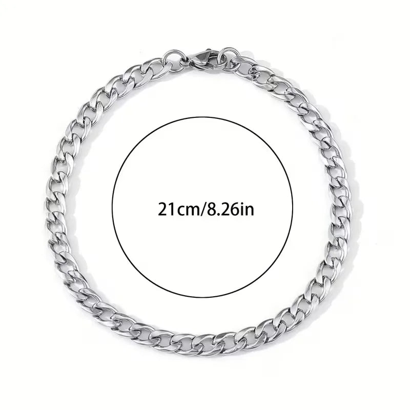 Mens Titanium Bracelet – Minimalist Steel Link Chain Design