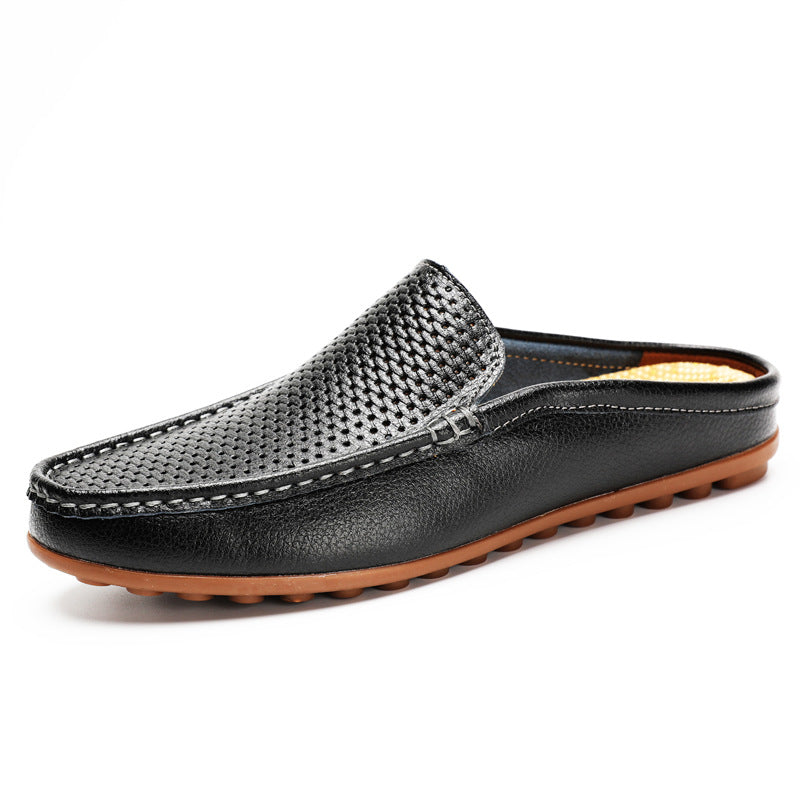Men's Vegan Leather Slip-On Mule Loafer | Open Back Flat Shoe