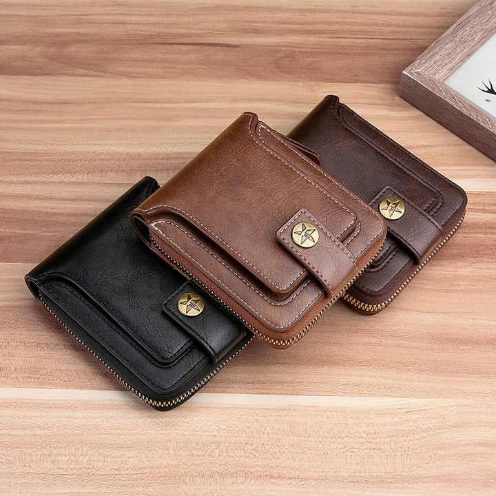 Vegan Leather Wallet & Card Holder – Zip & Snap Closure