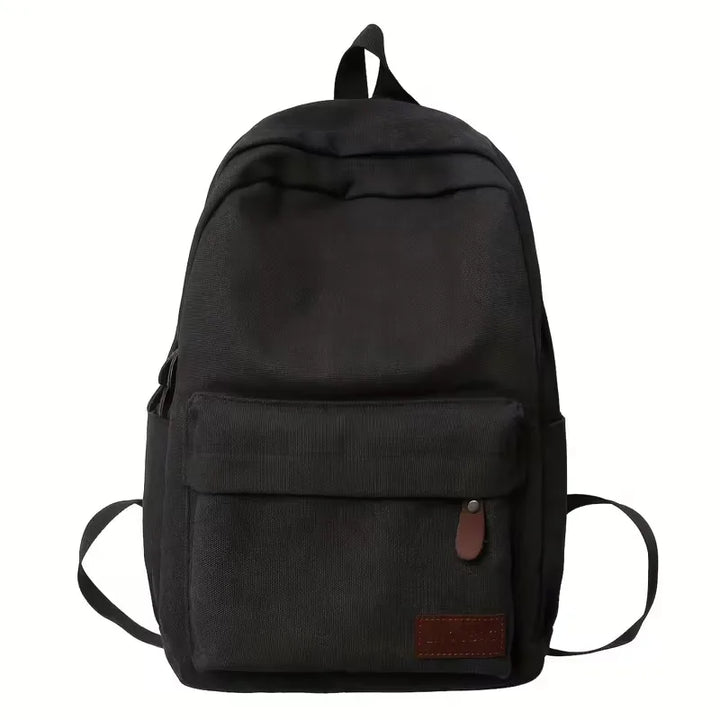Men's Canvas Backpack with Front Pocket – Vegan Leather Patch