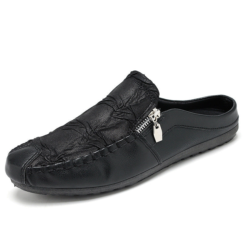 Men's Open-Back Loafer Mule Vegan Leather Slip-On with Backless Design
