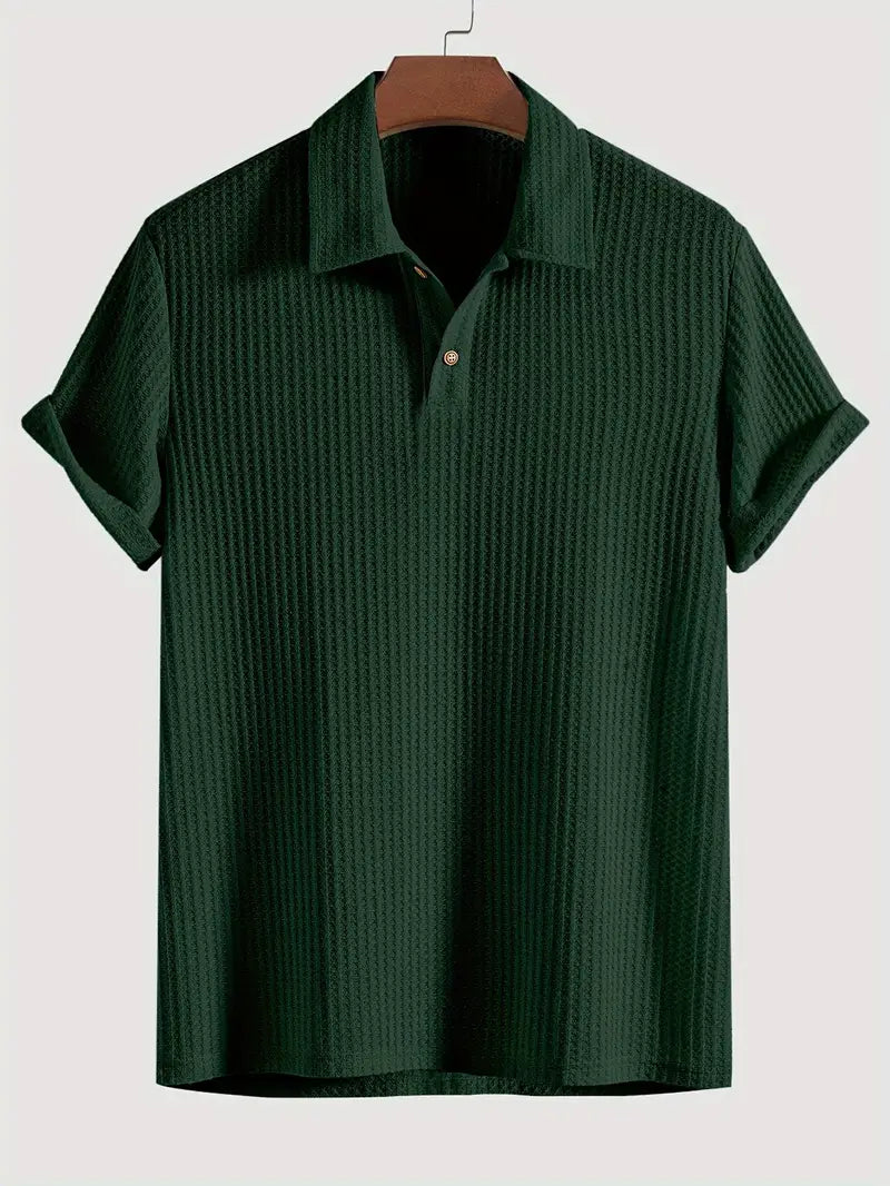 Men's Polo Shirt – Waffle Knit Relaxed Fit Short Sleeve
